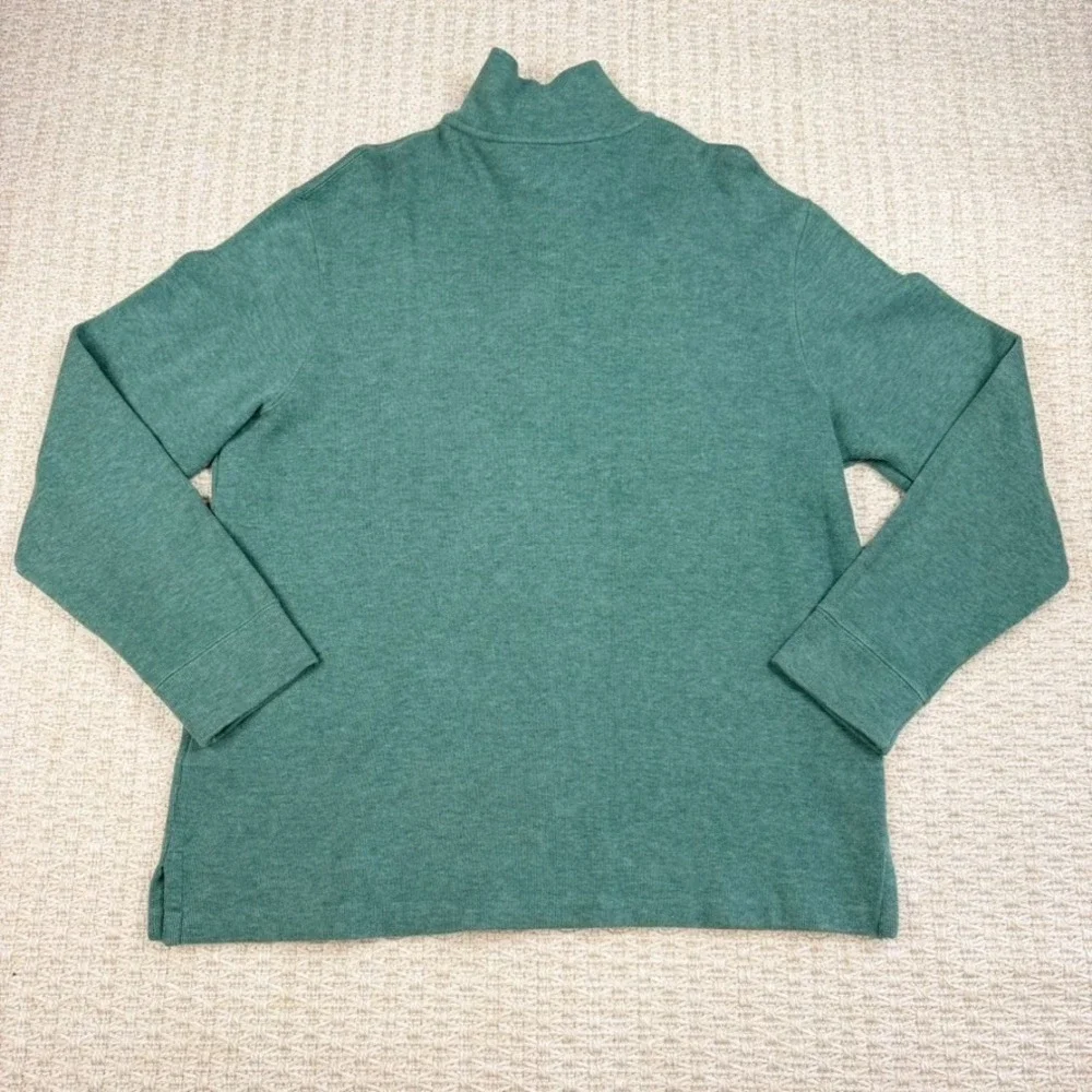 Polo Ralph Lauren Mens Sweater XL Green Quarter Zip Cotton Pony Preppy‎